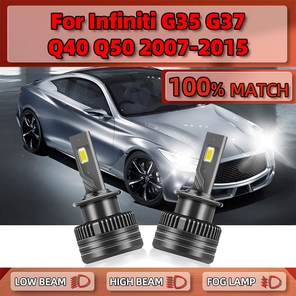 D2S LED Headlight Bulb Canbus Error Free 25000LM Xenon HID Car Light 6000K For Infiniti G35 G37 Q40 Q50 2007-2012 2013 2014 2015