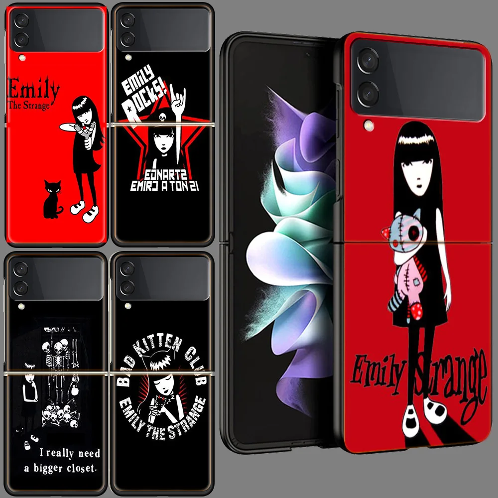 Comics Emily The Strange Funda for Samsung Galaxy Z Flip 5 3 4 5G Case Z Flip 6 5G Black Hard PC Shell Zflip5 Protective P