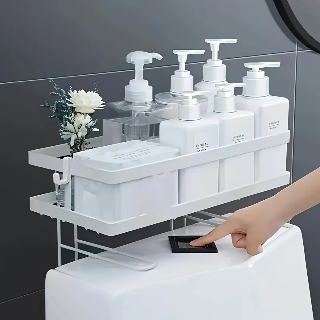 1pc Bathroom Over The Toilet Storage Shelf, Bathroom Storage Organizer Bathroom Storage Rack Shampoo Shower Gel Holder Organizer