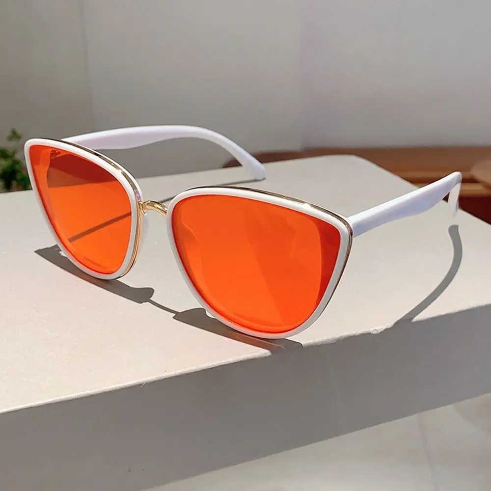 Casual vintage Cat Eye-zonnebril UV400 zonnebril met gradiëntlens Trendy gecoate beschermende bril voor dames en heren