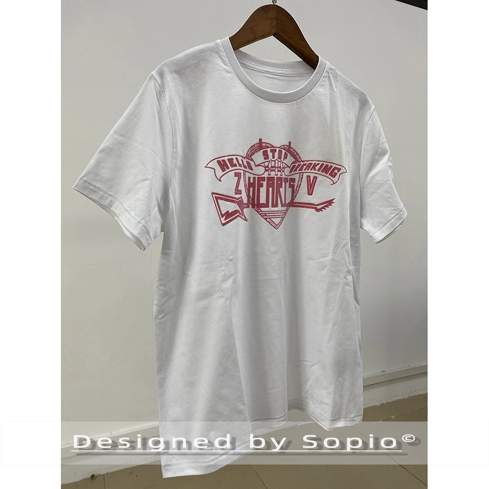 

Футболка с рисунком в форме сердца, женская летняя одежда, хлопковые свободные футболки с короткими рукавами и круглым вырезом, топы, женские модные футболки, уличная одежда