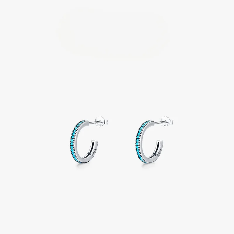 

Dawn's Jewel Retro Celebrity Street Style S925 Sterling Silver Stud Earrings Simple And Fresh Round Turquoise Women's All-match