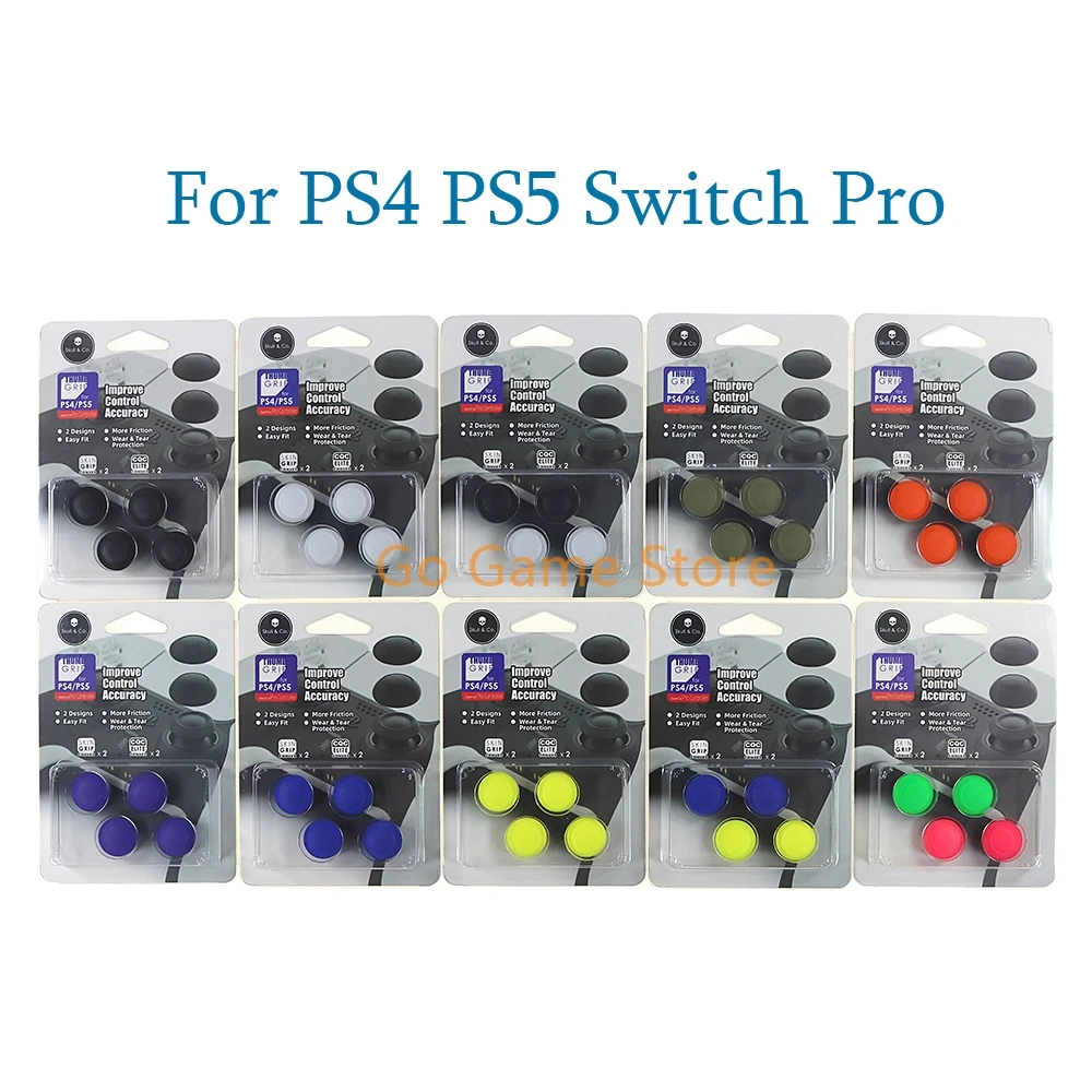 5sets Replacement For PS4 PS5 Nintendo Switch Pro Controller 4 in 1 Skull & Co. Thumb Grip Set Joystick Cap Thumbstick Cover