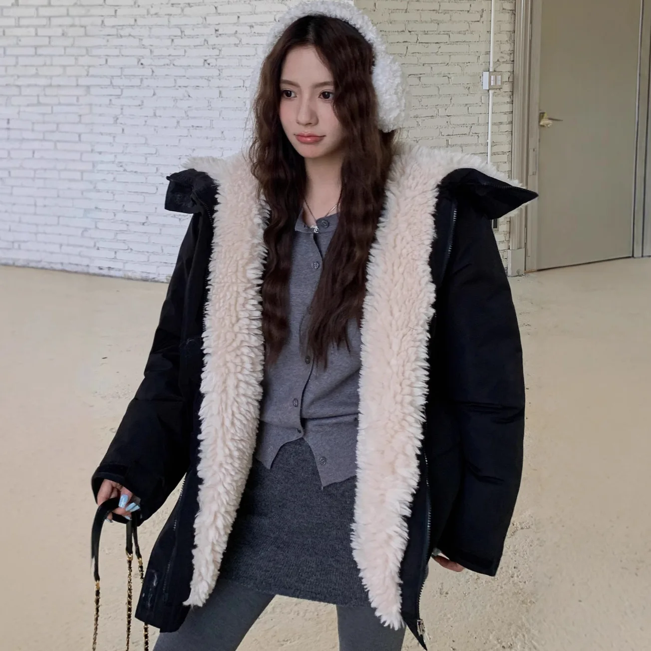 Women Parkas Short Coats Jackets Turn Down Collar Thick Warm Y2k Streetwear Elegant Jacket Work Coat Autumn Winter 2025