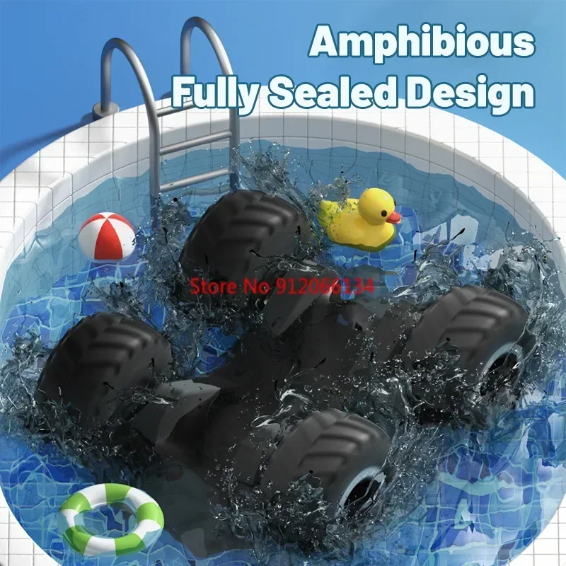 

Dual Side Driving Water Land 2To1 Off-road RC Car Truck 2.4G 360° Rotation Amphibious Waterproof 4WD Remote Control Car Kids Toy