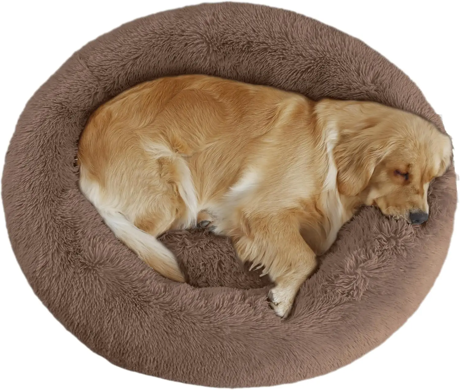 

39'' H Calming Dog Bed, Plush Anti-Anxiety Donut Dog Bed For Medium Large Dogs, Warming Cozy Soft Cute Round Washable,