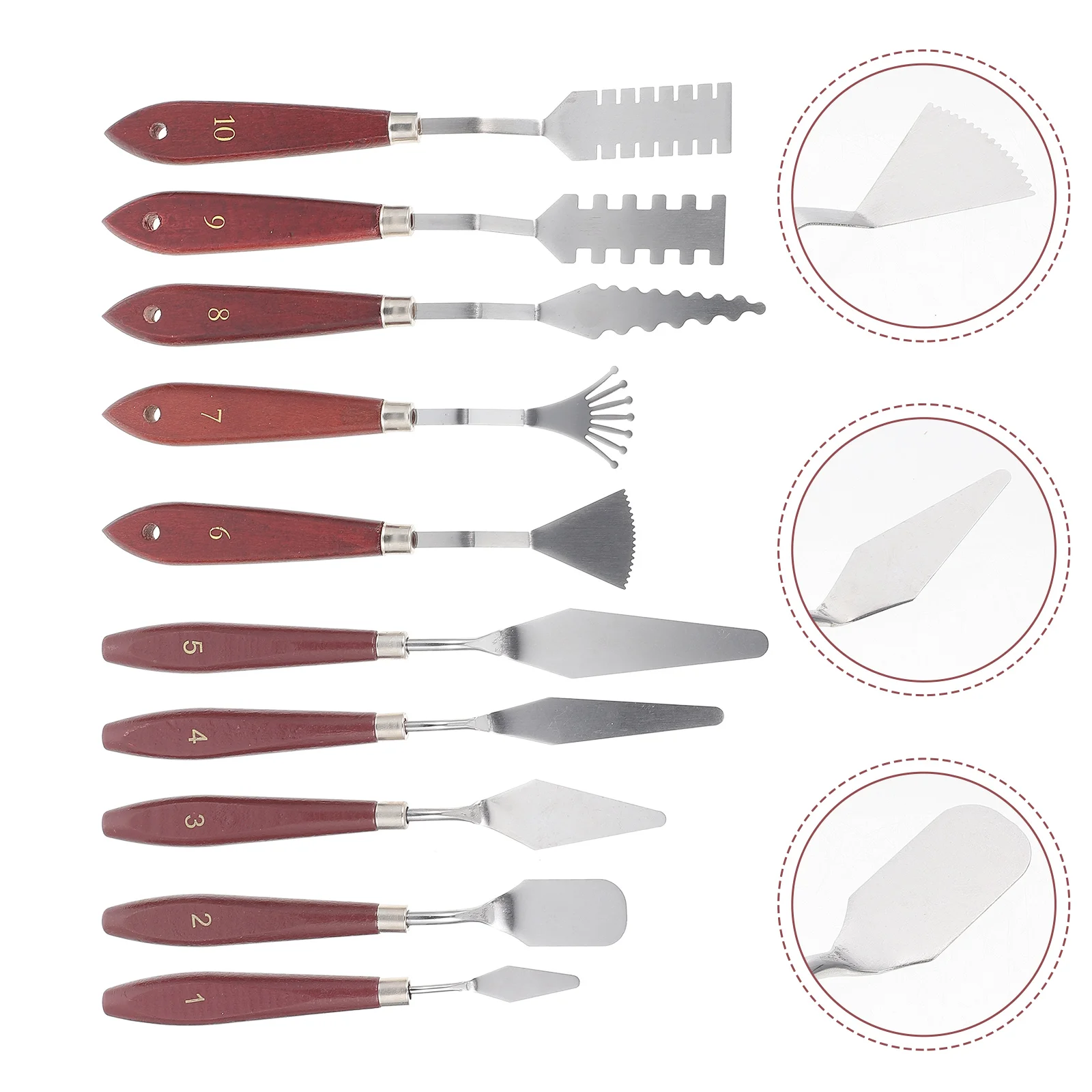 

1 set Oil Painting Knife Set Stainless Steel Spatulas Wooden Handle Art Tools for Ceramics Pottery Fabric Wall Decoration