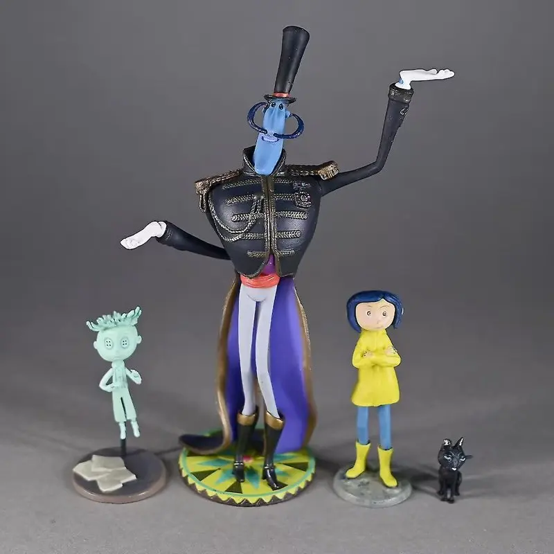 New Coraline Action Figure 4 Pcs Set Pvc Standing Collectible Statue Blister Color Box Packaging Desktop Decor For Collectors