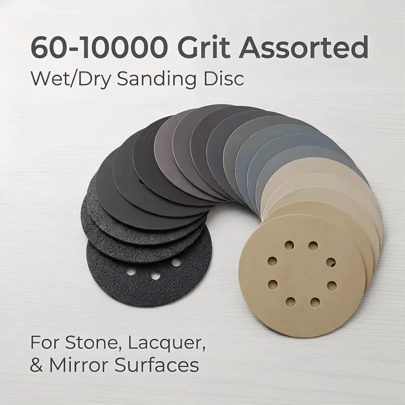 5 inch Sandpaper 125mm 24-10000 grit Round Shape Sanding Discs Hook Loop Sanding Paper Buffing Sheet Sandpaper 8 Hole Sander Pad