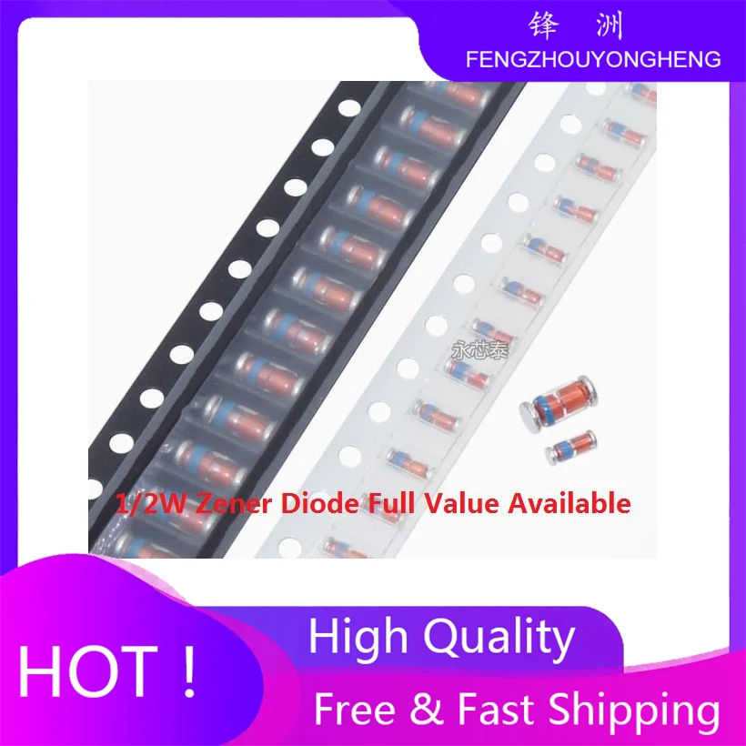 200PCS 13V 15V 16V 18V 20V 22V 24V 27V 30V 33V 36V 39V 9.1V LL34 1/2W Zener Diode ZMM 0.5W ZMM/9V1 10V 11V 12V