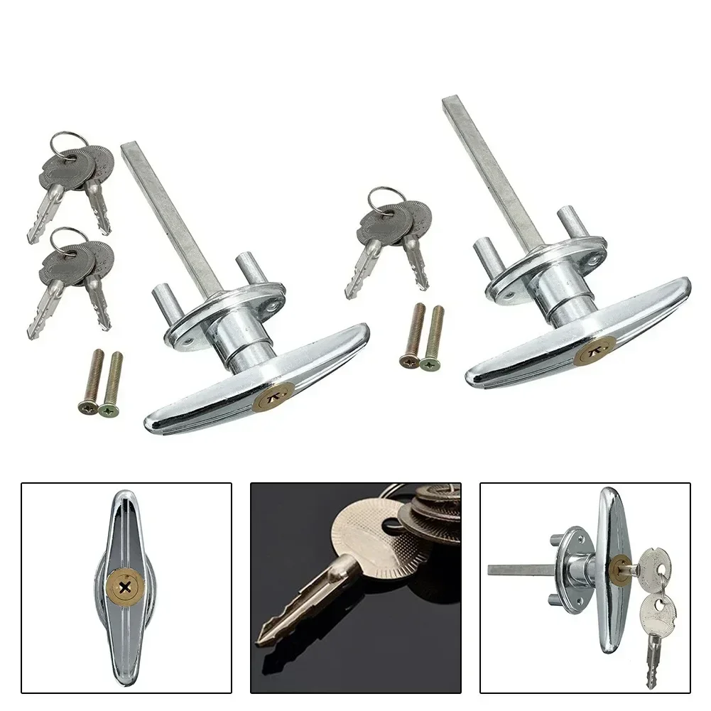 Garage Door Lock With 2/4 Keys T-Type Garage Lock Door Lock Cylinder Lock Crook Cross Lock For Caravan Motorhome Door Hardware