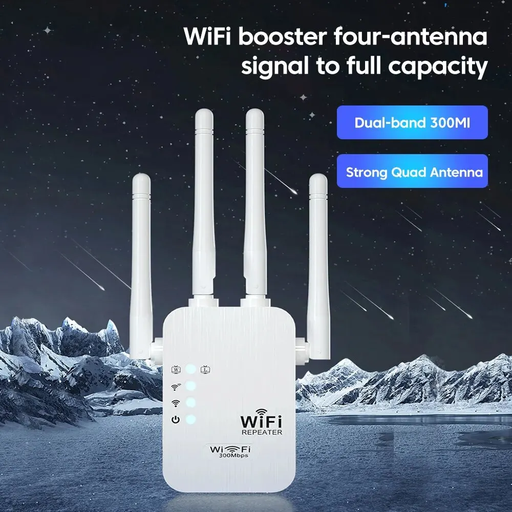 300M Wireless WiFi Repeater WiFi Extender Long Range Wireless WIFI Signal Booster Wireless Network Internet Repeater EU