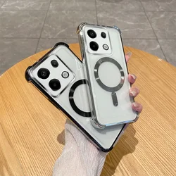 Four-corner Drop-proof Silicone Magnetic Case for Xiaomi Redmi Note 13 12 11s 10 10S 9 9s Pro Plus 4G 5G Note13 Note13Pro Cases