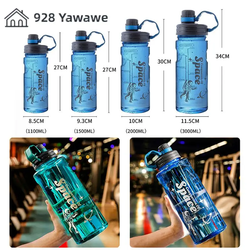 Water Bottle Summer New Outdoor Large Capacity Explosion-proof 1100/1500/2000/3000ml For Sports Fitness Climbing Sports Bottle