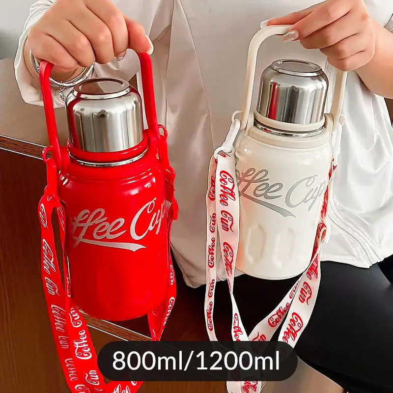 Bacuum Cup Universal Large Capacity Insulated Cola Cup Flask 316 Stainless Steel Outdoor Portable Rope Carrying Tea Coffee Cup