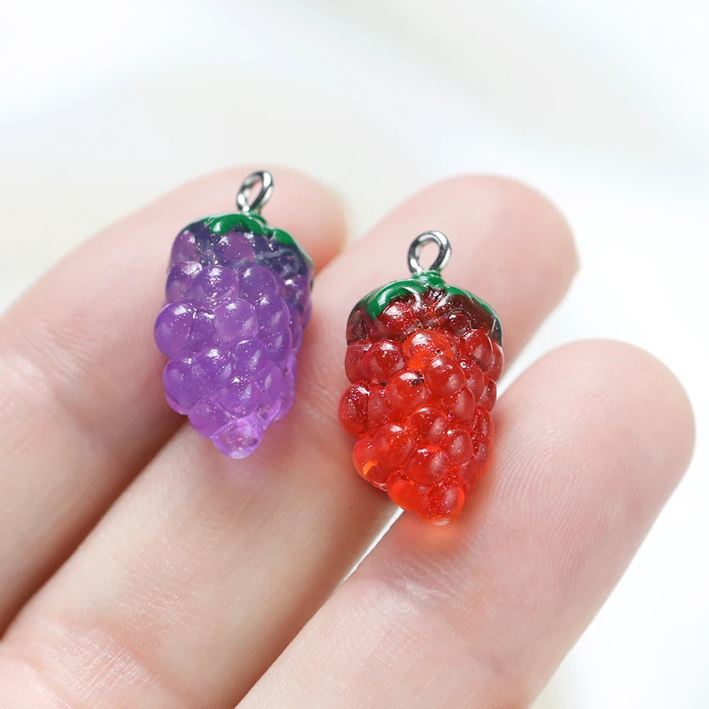 10Pcs Grape Resin Charms for DIY Jewellery Making