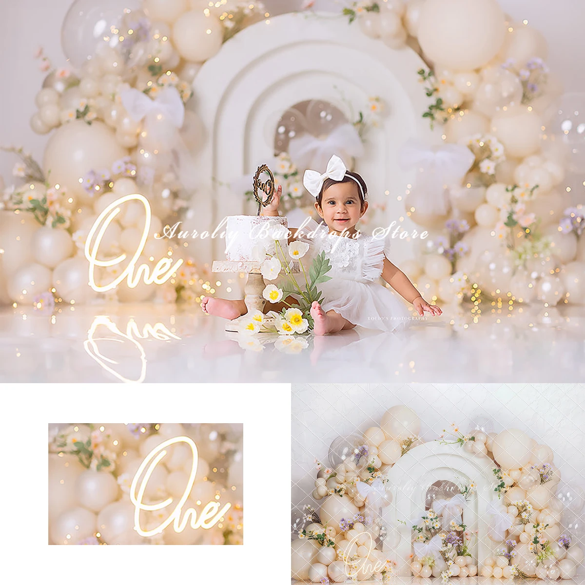 

Фон с бантиками и воздушными шарами, торт, Smash, детский реквизит для фотосессии, декор для взрослых и детей на первый день рождения, фон для фотостудии