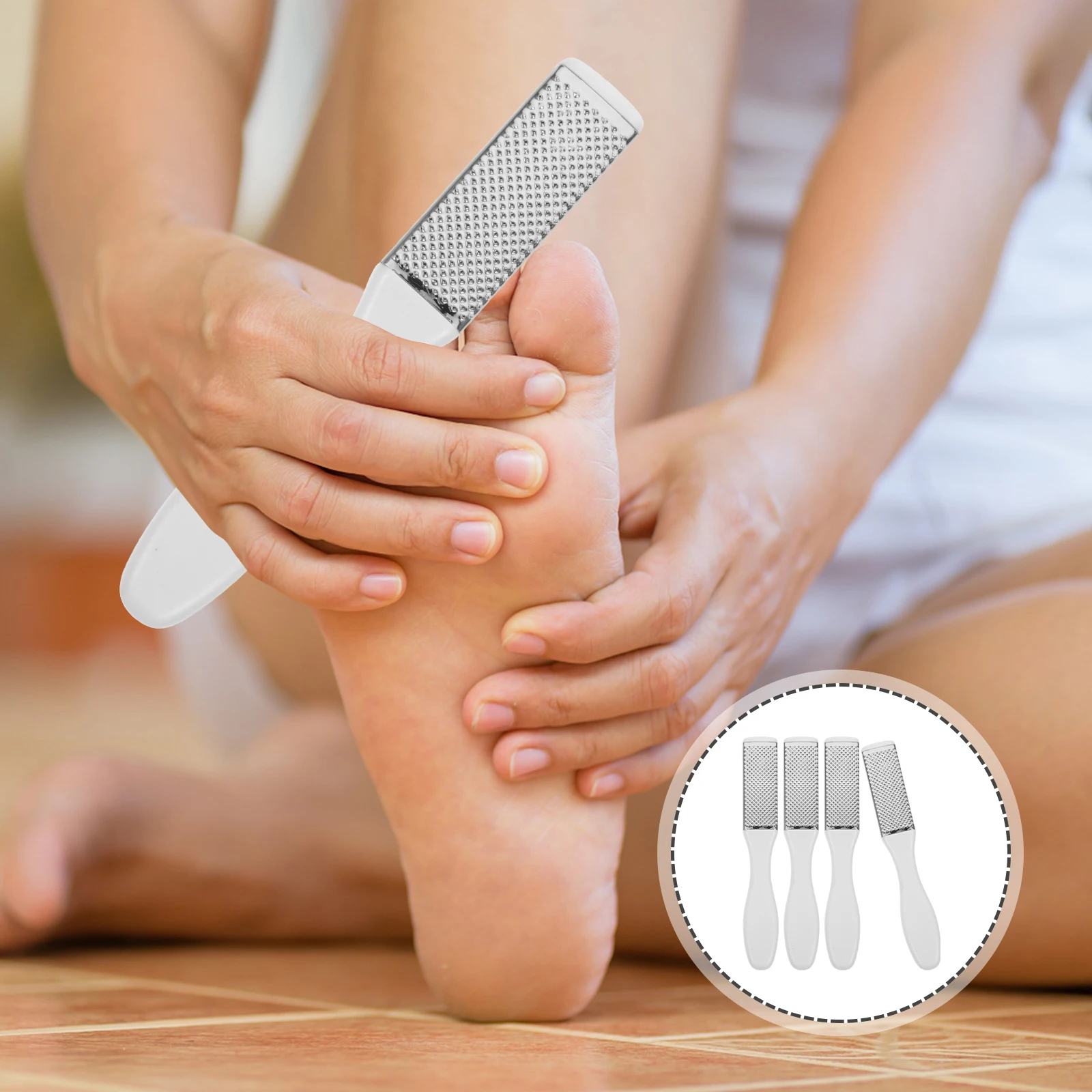 

4pcs Metal Foot Files Callus Removers Pedicure Tools Dead Skin Trimmers Foot Care Exfoliating Files Reusable Handheld Sole