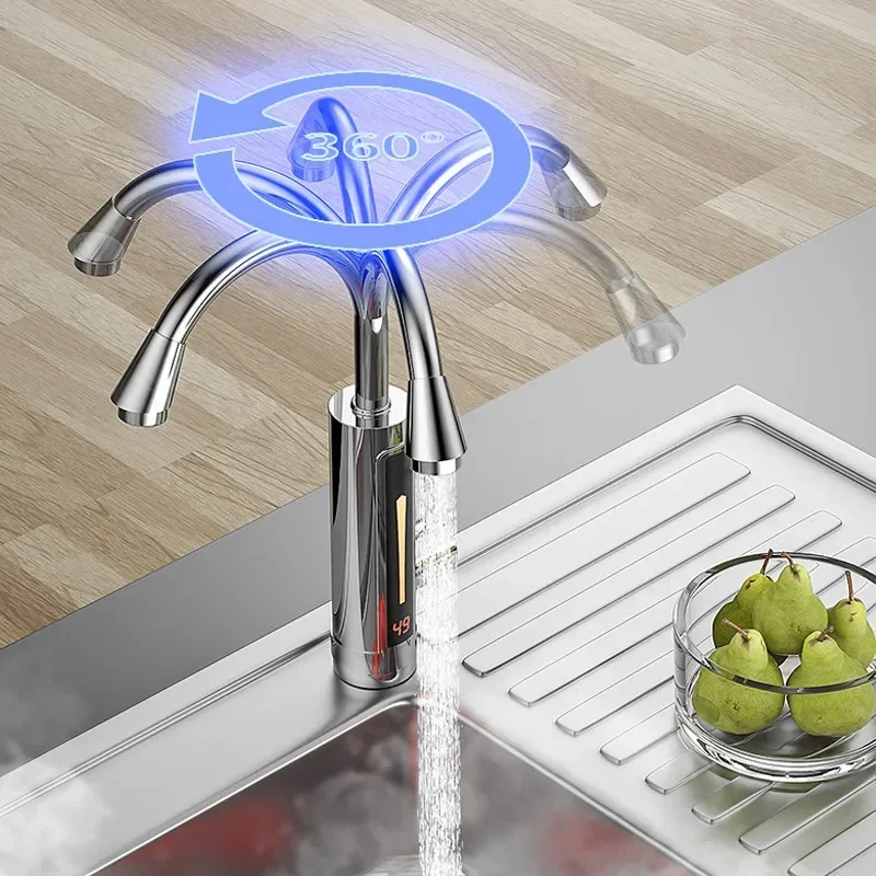 Calentador de agua eléctrico instantáneo para el hogar, grifo de 3300W, calentador de agua instantáneo para baño, luz LED con pantalla de temperatura de 220V