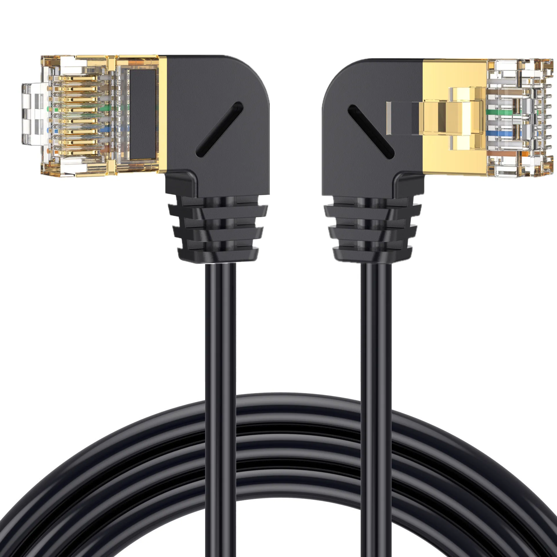 Podwójny łokieć w dół i do góry pod kątem 90 stopni CAT8 40Gbps 8 p8c kot 5 kabel sieciowy Ethernet RJ45 Lan Patch Cord 0.5M