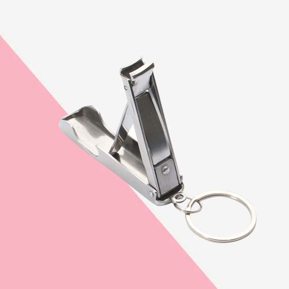 Stainless Steel Nail Clipper Keychain Folding Bottle Opener Durable Manicure Cutter Travel Nail Care Tool