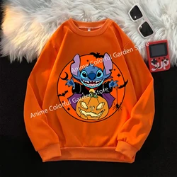 Disney Stitch Halloween Sweater for Children Anime Cartoon Fashion Cute Hoodies Boys Girls Autumn Long Sleeved Tops Kids Clothes