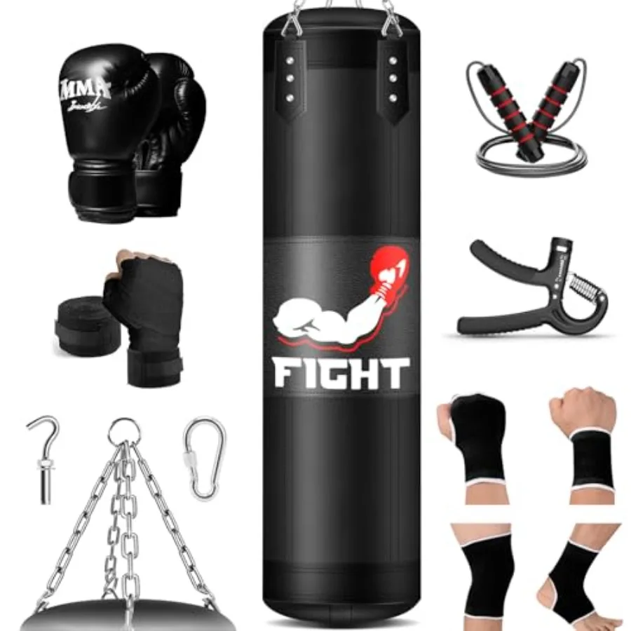 

Punching Bag Set for Adults, 4FT Heavy Boxing Bag Set with 12 OZ Boxing Gloves, Suitable for MMA Karate Kickboxing Boxing Muay