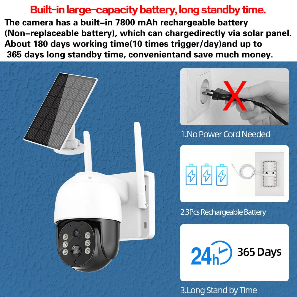 Imagem -03 - Câmera de Segurança ip Ptz sem Fio 5mp 4g Cor Visão Noturna Wi-fi Alimentado por Bateria Cctv Video Surveillance Icsee P2p ao ar Livre