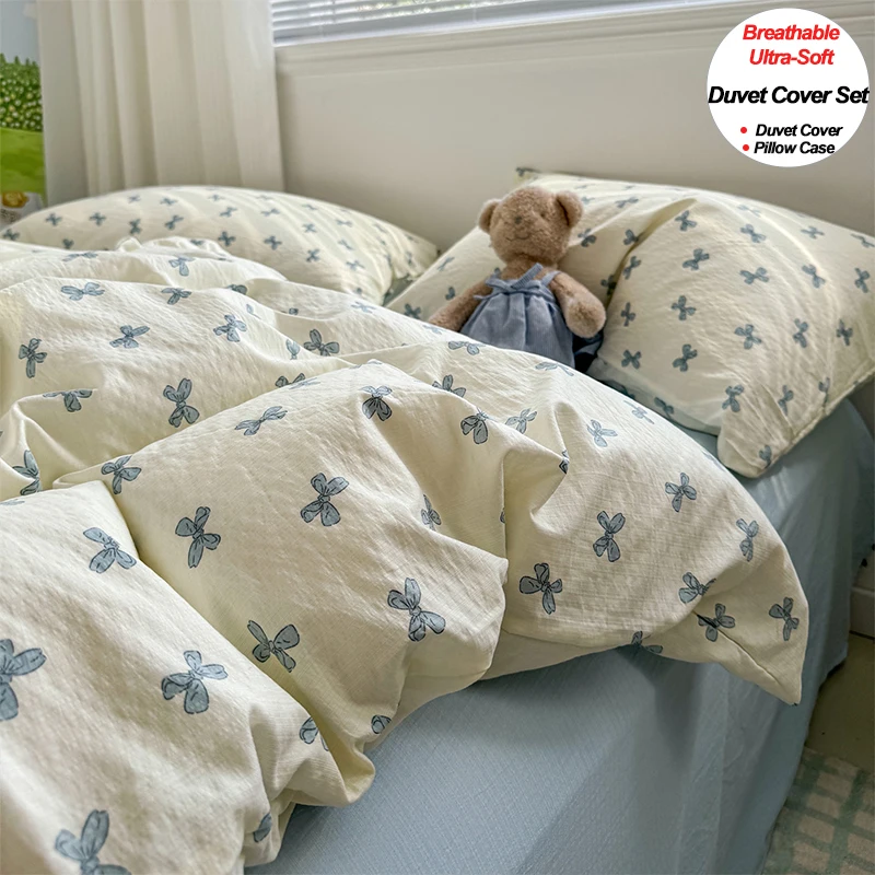 3 Pcs Duvet Cover Set (1 Quilt Cover + 2 Pillowcases), Ultra-Soft Breathable Bedding Set, Wrinkle Resistant All Season Comfort