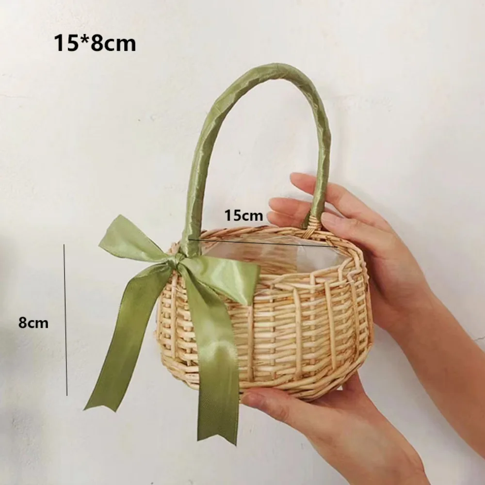 with Handles Imitation Rattan Handhold Basket Handwoven Multistyles Braid Storage Baskets Weaving Flower Basket