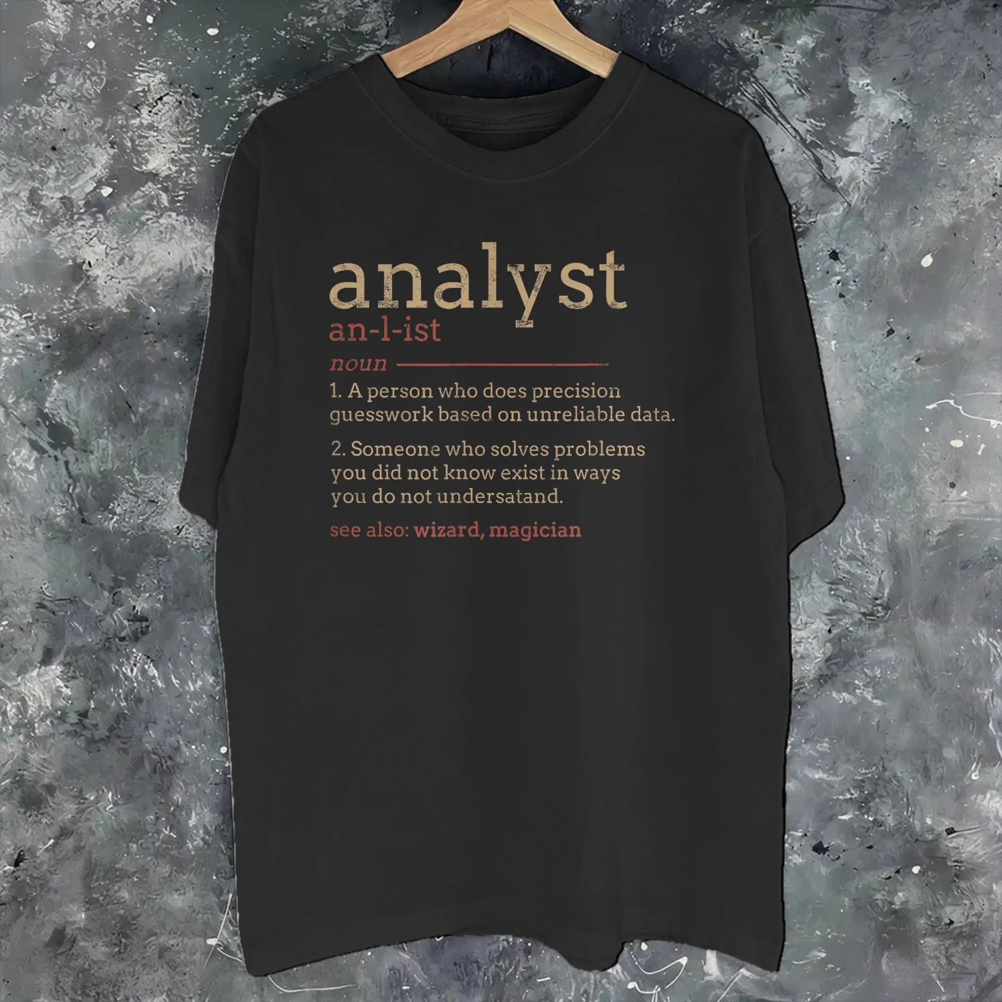 Analyst Definition Precision Guesswork Wizard Magician  Tee Shirt for Men Women Graphic T Shirts  Cotton Clothes