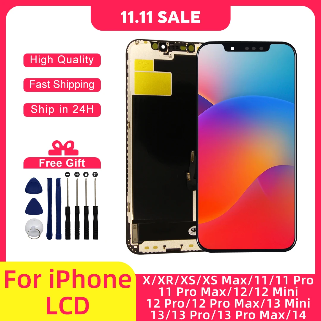 OLED For iPhone X XR XS MAX 11 Pro Max Display iP 12 Pro Max Screen Touch Digitizer For iPhone 13 Pro Max 14 Plus 12 MINI 15 LCD