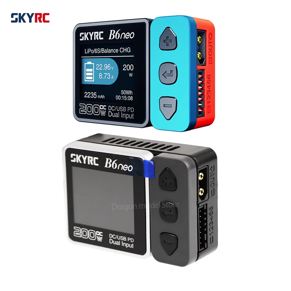 SKYRC B6neo Charger XT60/PD Dual DC Inputs 200W Charging Power SK-100198 For RC Car Model Aircraft Battery