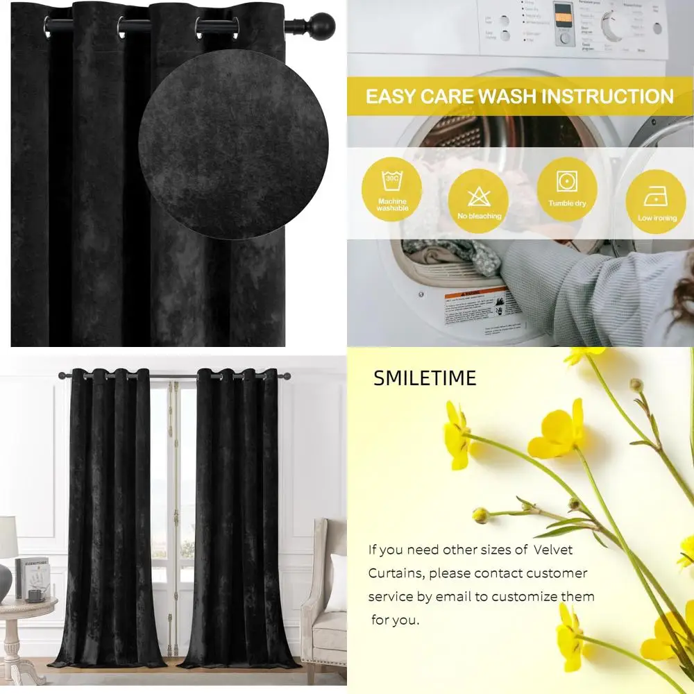 

Luxurious 52x96 Inch Thermal Insulated Crushed Velvet Curtains for Soundproofing and Light Filtering in Living Rooms, Bedrooms,