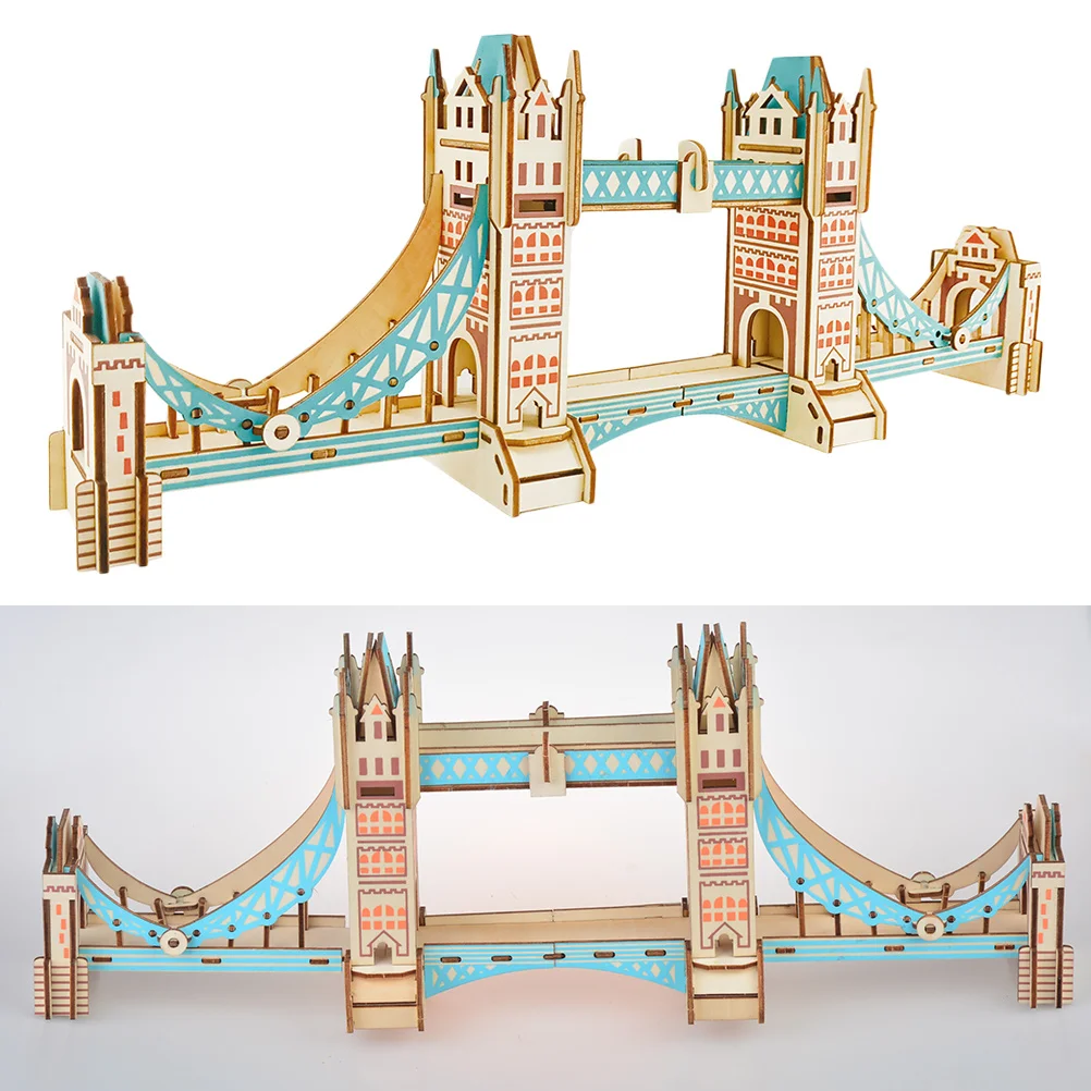 

3D Wooden London Tower Bridge Diy Building Kit For Kids Educational Brain Teaser Wooden Kids 3D Puzzle Game Jigsaw Puzzle