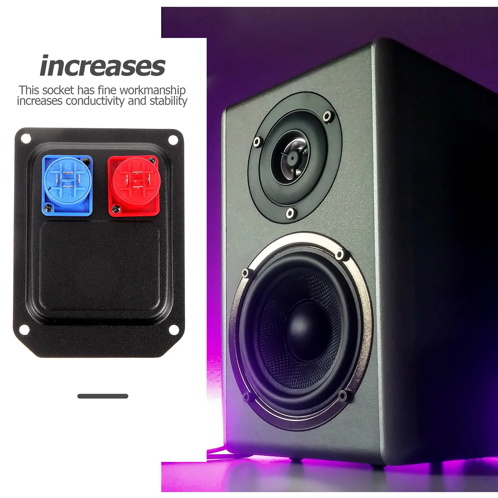 

Audio Speaker Double Holes Socket Panel Metal Female Mount Back Socket Replacement for Stage Home Car Speakers