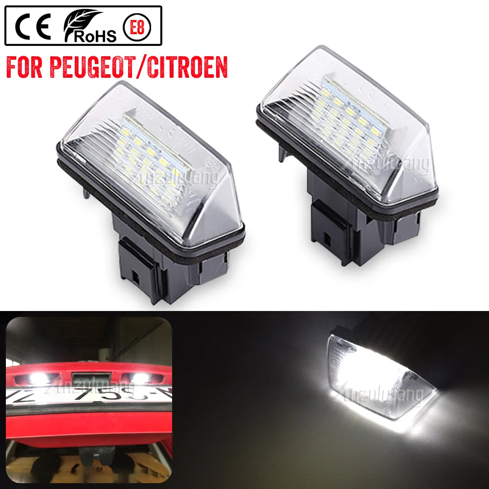 2Pcs Car LED License Number Plate Light Fit For Peugeot 306 1993-2002 Station Wagon Estate model