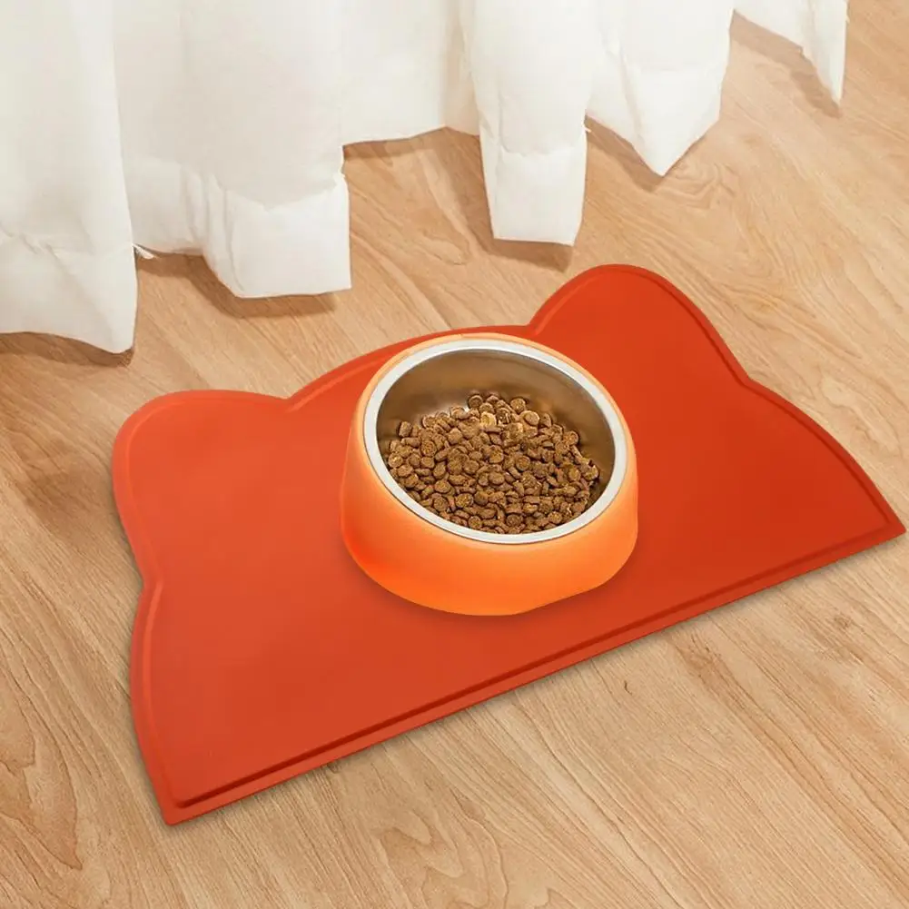 Waterproof Silicone Cat Placemat Premium Silicone Pet Mat Non-slip Silicone Pet Feeding Mat with Raised Edge Pet Bowl Mat