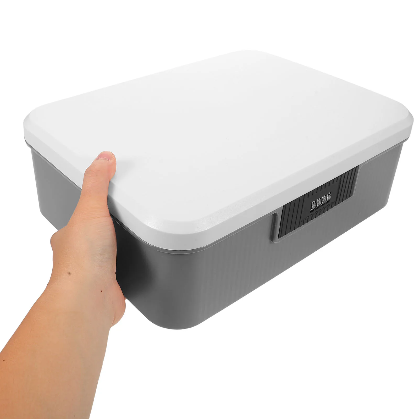 Confidential Storage Box Locking Bin Container with Boxes for Personal Items Car Portable Lockbox Bins Grey