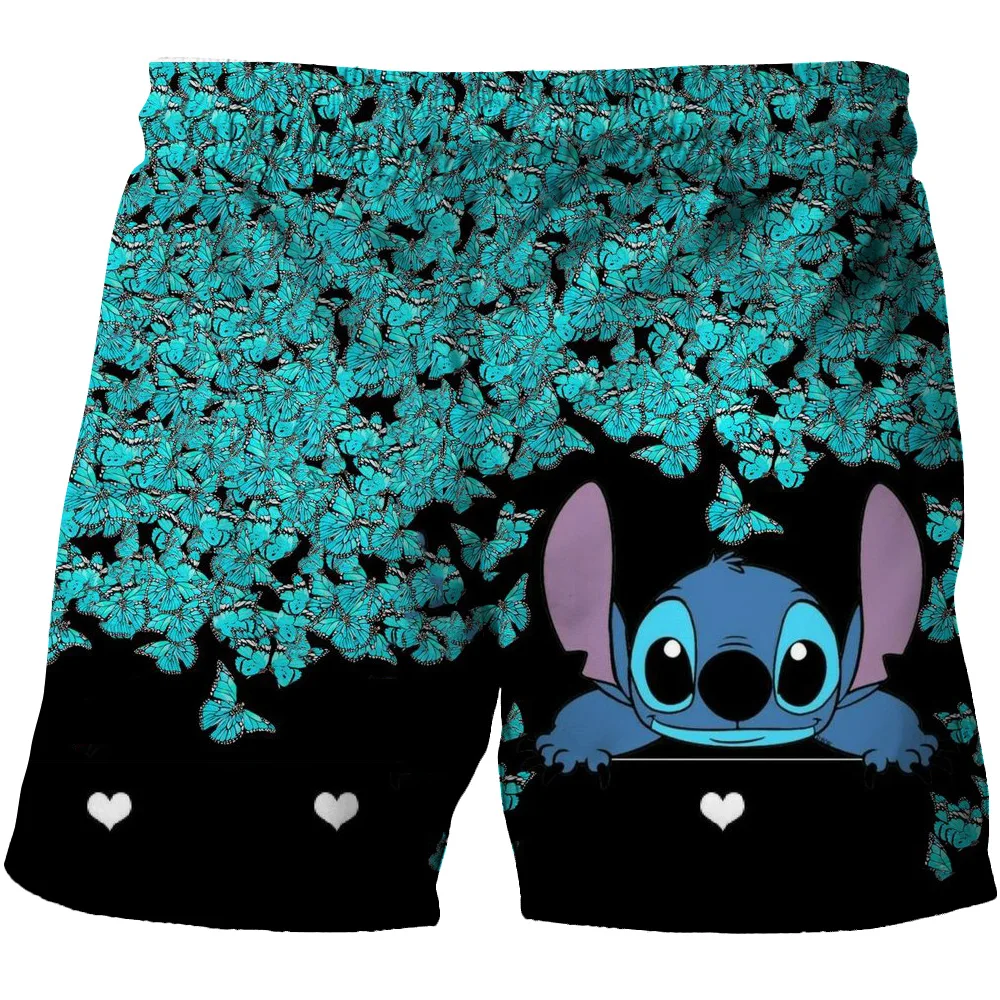 Pantalones cortos de puntada de Disney para niños, ropa de playa, Camisetas estampadas, pantalones cortos divertidos para hombres, ropa de playa para bebés