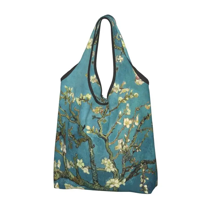 Vincent Van Gogh Almond Blossom Shopping Bags Women Big Capacity Grocery Shopper Tote Bags Portable Handbags