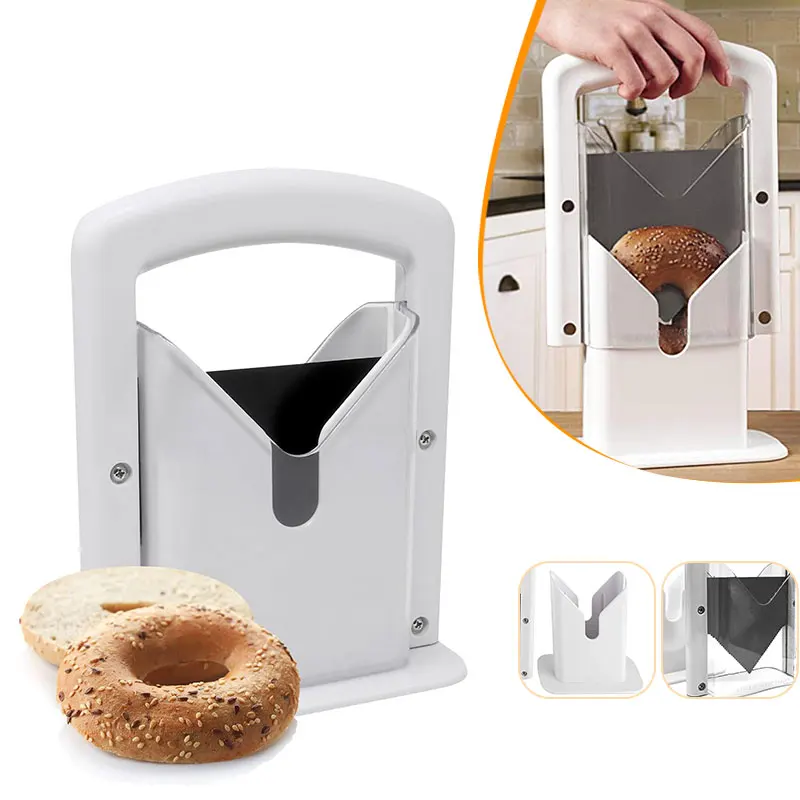 

Bagel Cutter Slicer Bread Slicers for Bagels Stainless Steel Bagel Slicer with Safety Shield Sharp Blade for Cutting Bagels