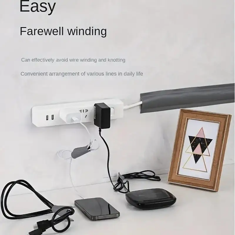 1M Surface Mounted Self-Adhesive Flexible Cable Duct Wall Desktop Invisible Cable Organizer Floor Covering Decoration Cable Duct