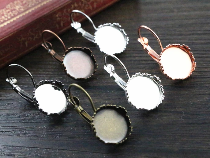 12mm 10 sztuk 7 kolory Plated korona styl kolczyki ćwieki, kolczyki puste/Base,Fit 12mm szklane Cabochons, przyciski — zdjęcie 3