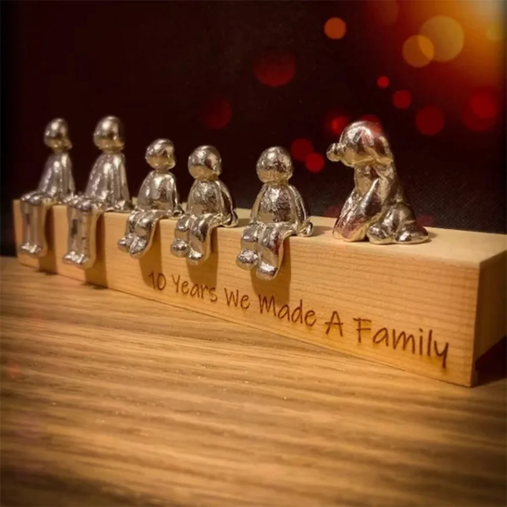 Decoration Family Statue Decorative Figurines Family Keepsake Metal Art Puzzle Animal Ornaments Desktop Decorations