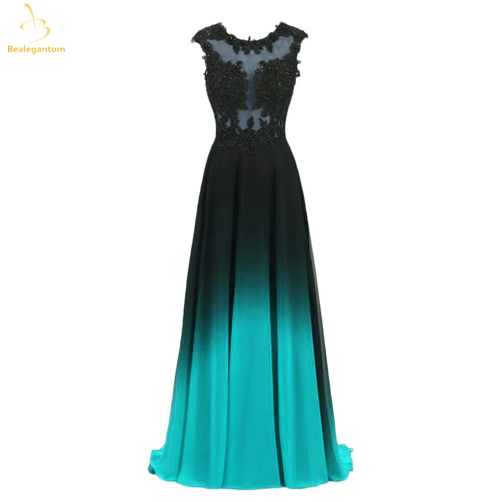 Bealegantom Sexy Primeur Ombre Prom Dresses Kralen Lange A-Line Corset Gradiënt Formele Avond Cocktail Party Gewaden De Soiree