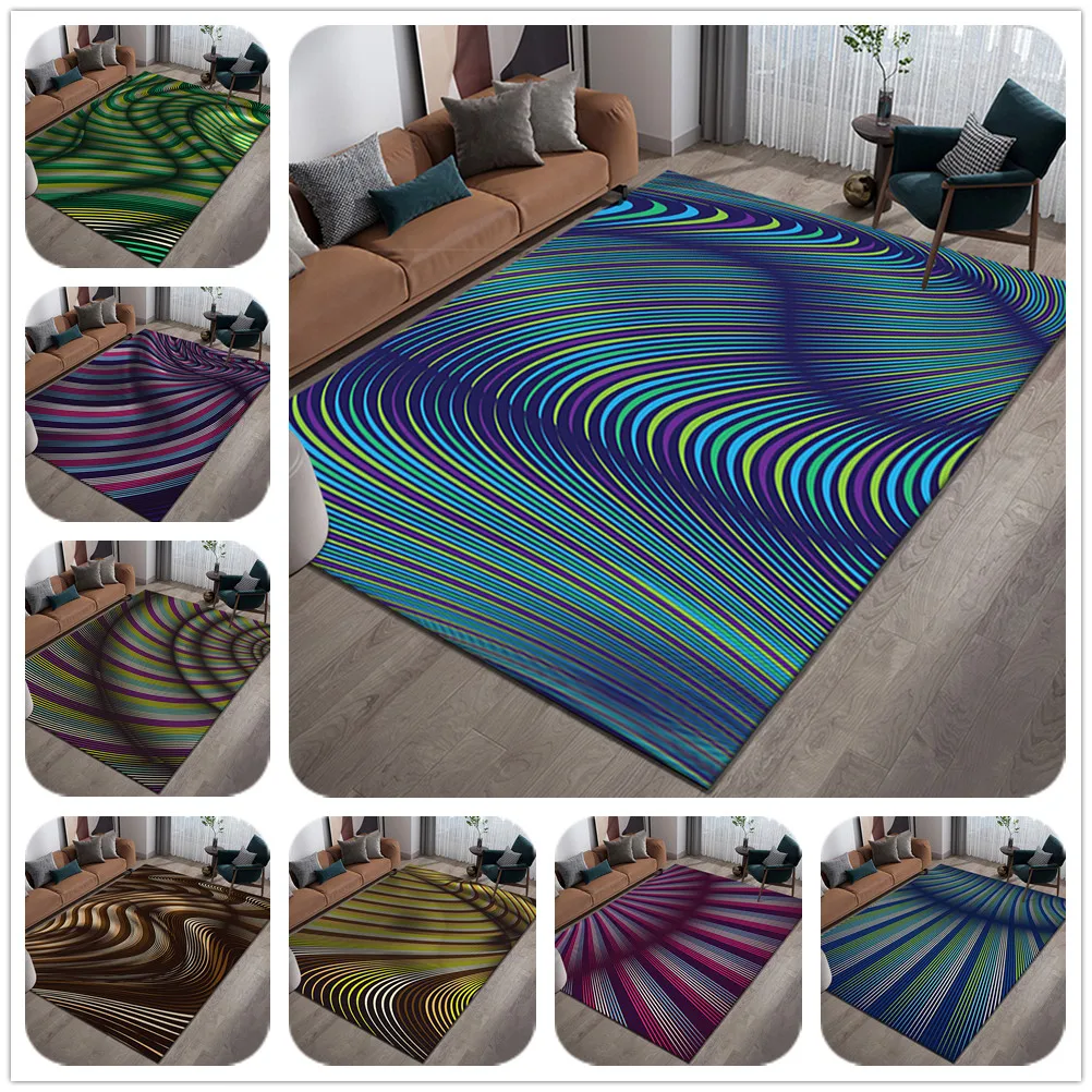 

3D Vortex Illusion Carpets for Living Room Bedroom Area Rugs Vintage Home Bedside Floor Mat Vision 3D Vertigo Entrance Doormat