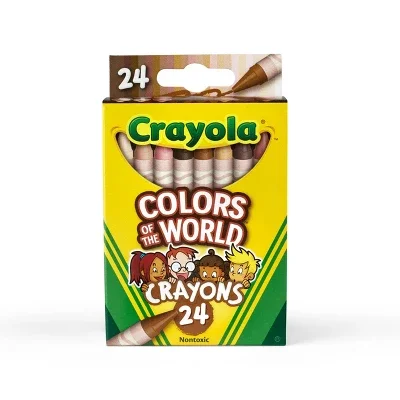 24ct Colors of the World Crayons, Skin Tone Art Tools, Non-Toxic, Elementary School Supplies for Kids, Coloring Gift Ages 3+