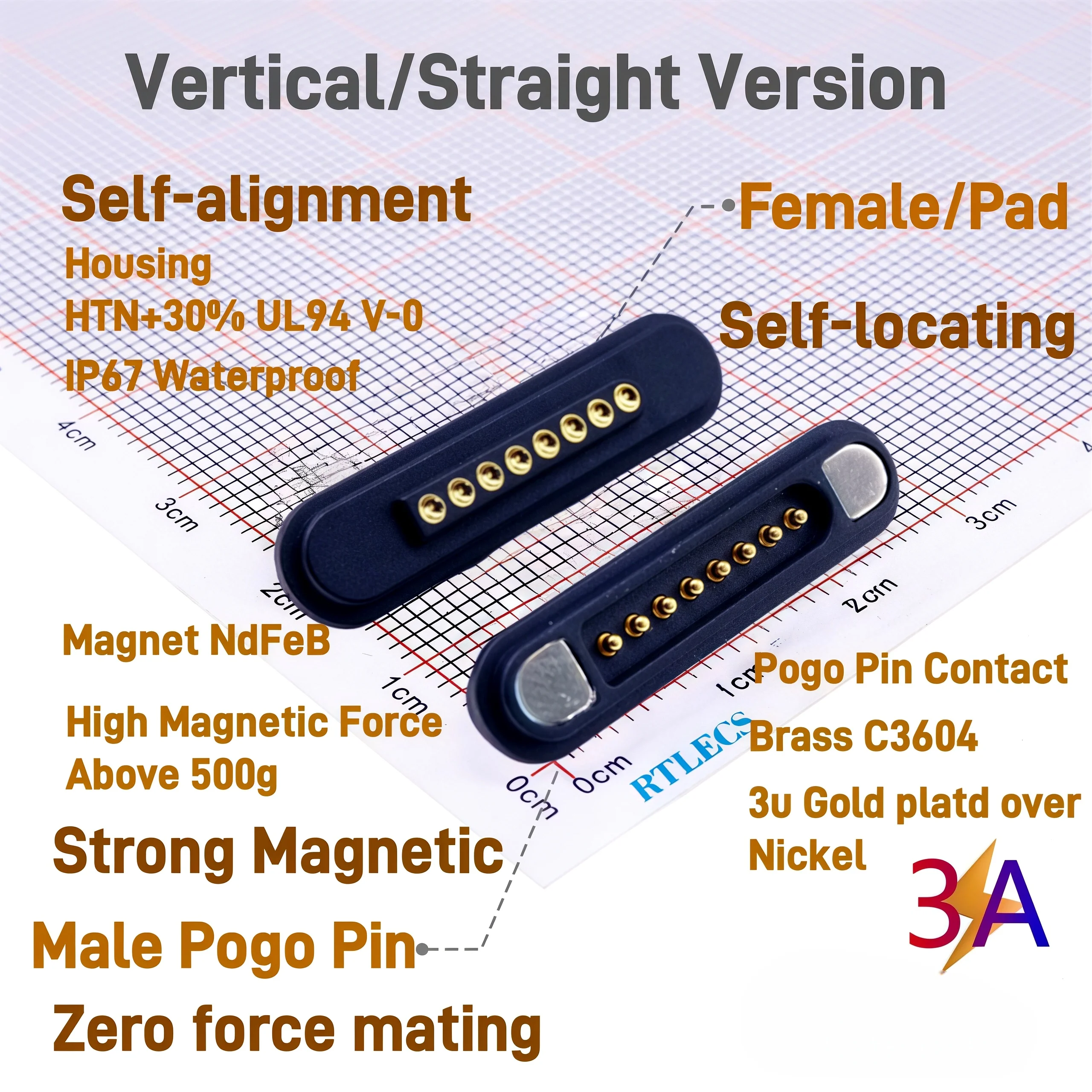 1/5/20 Pairs Magnetic PogoPin Connector 8-Position 3A Type-C Cable Data Transmission Pitch 2.2mm Spring Loaded DC Power Charger