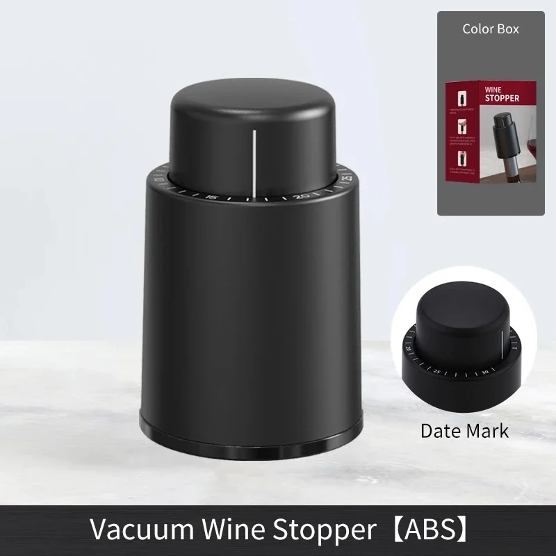 1.2pc Vacuum Wine Bottle Cap Stopper Sealed Storage Vacuum Memory Wine Stopper Push Style Barware Wine Cork Black Bar Tools